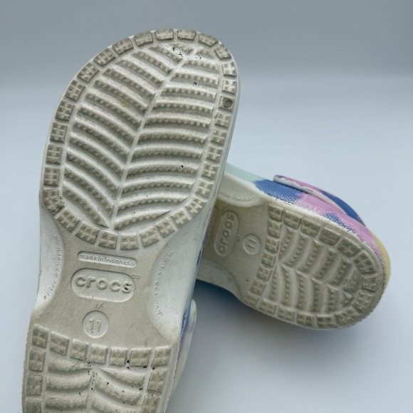 Crocs Classic Clog Tie Die Multi Blue Yellow White Men's Size 11 Women's 13 - Picture 8 of 11